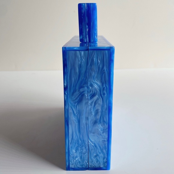 Respiro Studio Alexa Blue Resin Acrylic Lucite Blue Top Handle Box Clutch Bag